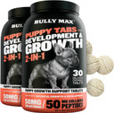 Bully Max 2-In-1 Puppy Vitamins - 30 Chewable Tablets For Growth & Development Of Puppies - Multivitamin Treats & Essential Dog Supplements For Small Dogs & Large Breed Growing Pups - 3 Bottles