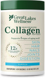 Great Lakes Wellness Collagen Peptides Powder For Skin, Hair, Nails, Joints & Digestion - Vanilla Flavored - Quick Dissolve Hydrolyzed, Non-Gmo, Kosher - 10 Oz