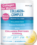 Marine Collagen Powder Supplement - Type I Hydrolyzed Marine Collagen Peptides, Biotin, Hyaluronic Acid, Vitamin C, Vital Antioxidants Complex - Skin Supplements For Women - Pink Lemonade, 9.7Oz