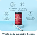 Ancient Nutrition Collagen Peptides Powder, Multi Collagen Protein, Women & Men, Vitamin C, Probiotics, Hydrolyzed Collagen, Supports Skin, Joints, Gut Health, Unflavored, 100 Servings