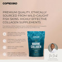 Correxiko Marine Collagen Powder Supplement Unflavored - 10,000Mg Double Hydrolyzed Collagen Peptides Per Serving - Formulated For Maximum Absorption - Hair, Skin & Nails - 5Oz, 14 Servings