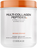 Codeage Multi Collagen Protein Powder Peptides, Hydrolyzed Collagen For Women & Men, Collagen Supplements, Grass Fed Bone Broth, 2-Month Supply, Unflavored, Type 1, 2, 3, 5 & 10, Non-Gmo - 20 Oz