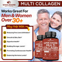 Wholesome Wellness Super-Absorb Multi Collagen Pills (Type I Ii Iii V X) Organic Herbs & Bioperine - Hair, Skin, Nails, Joints - Hydrolyzed Peptides Protein Supplement For Women & Men (90 Capsules)