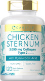 Carlyle Chicken Sternum Cartilage Collagen Capsules | Type Ii 3000Mg | 120 Pills | With Hyaluronic Acid | Non-Gmo, Gluten Free