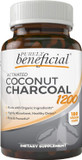 Activated Coconut Charcoal 1200Mg, 180 Capsules - Pills For Digestive System, Bloating, Vegan (1Bottle)