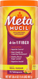 Metamucil, Daily Psyllium Husk Powder Fiber Supplement With Real Sugar, 4-In-1 Daily Fiber Supplement For Digestive Health, Orange Smooth Flavored Drink, 72 Servings