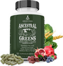 Ancestral Supplements Greens Powder Capsules, Organic Superfood Greens & Reds Blend With Spirulina, Chlorella, Grass Fed Beef Organs, And Probiotics For Gut Health, Non Gmo, 612Mg Each, 180 Count