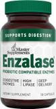 Master Supplements Enzalase - 50 Capsules - Probiotic Compatible Enzymes - Provides Digestive Boost + Gas & Bloating Relief - Gluten Free - 50 Servings