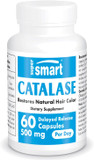 Supersmart - Catalase 500Mg Per Day (12500 Catu) - Natural Enzyme - Anti Gray Hair Supplement | Non-Gmo & Gluten Free - 60 Delayed Release Capsules