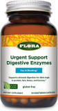 Flora Urgent Support Digestive Enzymes - Digestion Support Supplement - Aids Bloating & Nutrient Absorption - Features 9 Enzymes - Gluten-Free & Non-Gmo - 60 Vegetarian Capsules