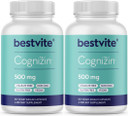 Bestvite Cognizin 500Mg (120 Vegetarian Capsules) (60X2) - Clinically Studied Premium Choline Nootropic - No Stearates - Vegan - Non Gmo - Gluten Free - Brain Supplements For Memory And Focus