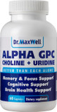 Alpha Gpc 600Mg + Uridine, A Choline Enhancer. Better Than Alpha-Gpc Or Uridine Alone. Best Choline Source: 2In1, Soy Free, No Fillers, 60 Pills, Acetylcholine Precursor