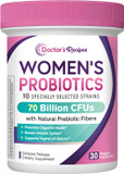 Doctor'S Recipes Probiotics For Women, Organic Prebiotics And Probiotics For Digestive Health, Vaginal Health, 70 Billion Cfu, 10 Strains, Shelf Stable, 30 Capsules