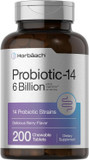 Horbäach Probiotics 6 Billion Cfus | 200 Chewable Tablets | Berry Flavor | 14 Probiotic Strains | Vegetarian, Non-Gmo & Gluten Free Supplement For Men & Women