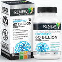 Renew Actives Probiotic Supplement For Digestive Health 60 Billion Cfu Per 2 Capsules - Advanced Formula With Prebiotic Benefits - Supports Gut Flora Balance & Wellness - Made In Canada - 60 Capsules