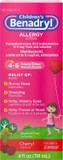 Benadryl Children'S Dye-Free Allergy Relief Liquid + 12.5 Mg Diphenhydramine Hcl, Antihistamine Allergy Medicine For Kids Helps Relieve Runny Nose & Sneezing, Bubble Gum Flavor, 8 Fl. Oz