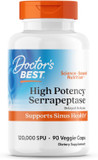Doctors Best High Potency Serrapeptase, Supports Sinus Health 120,000 Spu, Non-Gmo, Vegan 90 Veggie Caps