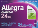 Allegra Adult 24-Hour Allergy Relief Gelcaps, Non-Drowsy Indoor And Outdoor Allergy Medicine, 180 Mg Fexofenadine Hci Antihistamine Pill, 24-Count
