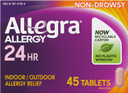 Allegra Adult 24-Hour Allergy Relief Tablets, Non-Drowsy Indoor And Outdoor Allergy Medicine, 180 Mg Fexofenadine Hci Antihistamine Pill, 45-Count