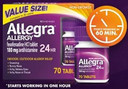 Allegra Adult 24 Hour Allergy Tablets, 180Mg, Noticeable Relief In 1 Hour, (70 Count )