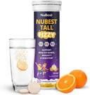 Nubest Tall Fizzy - Bone Strength, Immunity, Digestive Health For Kids Age 4+ & Teens | Probiotic, Calcium, Magnesium From Red Marine Algae, Vitamins | 10 Orange Effervescent Tablets | 2 Weeks Supply