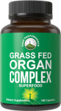 Peak Performance Grass Fed Beef Organ Complex From New Zealand (180 Capsules) Desiccated Organs Superfood Pills. Grassfed Beef Liver Capsules With Heart, Kidney, Pancreas, Spleen. Supplement