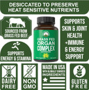 Peak Performance Grass Fed Beef Organ Complex From New Zealand (180 Capsules) Desiccated Organs Superfood Pills. Grassfed Beef Liver Capsules With Heart, Kidney, Pancreas, Spleen. Supplement
