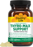 Country Life Thyro-Max Support - Kelp-Derived Iodine & L-Tyrosine Thyroid Supplement For Men And Women - B Vitamins, Gluten-Free, Vegan, Kosher - 60 Capsules