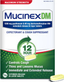 Cough Suppressant And Expectorant, Mucinex Dm Maximum Strength 12 Hour Tablets, 14Ct, 1200 Mg Guaifenesin, Relieves Chest Congestion, Quiets Wet And Dry Cough, #1 Doctor Recommended Otc Expectorant