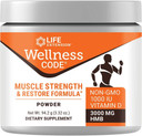 Life Extension Wellness Code® Muscle Strength & Restore Formula, Vitamin D3, ß-Hydroxy-ß-Methylbutyrate Monohydrate (Hmb), Muscle Health, Gluten Free, Non-Gmo, 94.2 G