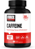 Force Factor Caffeine Pills 200Mg, Boost Energy, Focus, Strength, And Performance, Premium Quality Tablets, Energy Support Supplement, 100 Tablets
