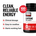 Force Factor Caffeine Pills 200Mg, Boost Energy, Focus, Strength, And Performance, Premium Quality Tablets, Energy Support Supplement, 100 Tablets