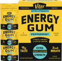 Viter Energy 60Mg Caffeine Gum (Peppermint Flavor, 30 Pieces) - Sugar Free, Vitamin B3, B6, B9, B12, Zero Calories, Caffeinated Energy Chews, Nootropic Focus Supplement For Men & Women