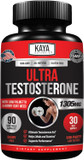 Kaya Naturals Ultratest- Men'S T Booster With Tongkat Ali, Horny Goat Weed, Tribulus - Natural Workout Supplement For Energy, Stamina, And Strength Booster - 180 Count