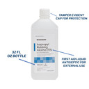 Mckesson Isopropyl Rubbing Alcohol 70% [12 Count] Usp First Aid Antiseptic, 32 Oz