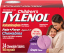 Children'S Tylenol Chewables With 160 Mg Acetaminophen, Pain Reliever & Fever Reducer For Kids' Cold + Flu Symptoms, Headache, Sore Throat & Toothache, Aspirin-Free, Bubble Gum, 24 Ct