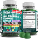 Sea Moss Gummies | Clinically Tested - Black Seed Oil Ashwagandha Elderberry Burdock Root Chlorella Manuka Honey - Vegan Irish Sea Moss Gummy Vitamins For Adults Kids Men Women - Green Apple Flavor