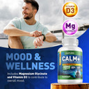 Built By Nature Calm+ Relaxation & Focus  Stress, Cortisol & Mood Support  Calm Supplement With L-Theanine, Ashwagandha, Magnesium Glycinate, Vitamin D3  90 Capsules