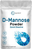 Micro Ingredients D Mannose Powder, Pure Mannose Supplement, Quick Water Soluble, Support Urinary Tract Cleanse & Bladder Health, Premium Mannose For Women And Men, Vegan Friendly