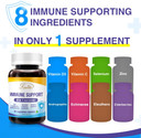 Lovita Immune Support 8 In 1, Elderberry With Zinc And Vitamin C, Vitamin D, Selenium & Echinacea, Andrographis, Siberian Ginseng - Immune Booster Supplement, 60 Vegetarian Capsules