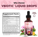 Clean Nutraceuticals Vbiotic Vaginal Probiotic For Women Liquid Drops | Cranberry Uva Ursi Horsetail D-Mannose Prebiotics Marigold & Black Cohosh Vaginal Health Supplement | Ph Balance