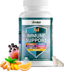 7 In 1 Immune Support Supplement With Vitamin C, D3, Zinc 50Mg, Quercetin, Echinacea Purpurea, Sambucus Elderberry And Ginger For Complete Immune Defense - 60 Capsules (3 Bottles)