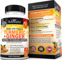 Turmeric Curcumin And Ginger Supplement - 95% Standardized Curcuminoids With Bioperine Black Pepper Extract For Ultra High Absorption - Natural Joint Support Supplement - Gluten-Free - 60 Capsules