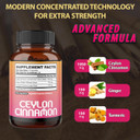 Ceylon Cinnamon Capsules - Combined With Ginger Root And Turmeric Curcumin Supplement - 120 Vegan Capsules