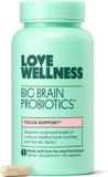 Love Wellness Big Brain Probiotics | Nootropics Brain Support Supplement | Brain Supplements For Memory And Focus | Promotes Mental Clarity & Mood | Organic Reishi, Chaga, & Lions Mane | 30 Count