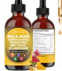 Superfood Md Maca Root Liquid Drops With Ashwagandha, Nettle, Fenugreek, Beet Root And L-Arginine Liquid Multivitamin For Women And Men - 2Oz