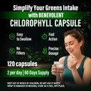 Benevolent Chlorophyll Capsules 350Mg - 100% Natural + Ultra Chlorophyll 20X Potency Concentration For Energy Boost, Immune Support, Internal Deodorant, Skin Health, Non-Gmo, 120 Capsules
