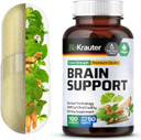 Bio Krauter Brain Support Supplement - 100 Count - 1300 Mg Blend Of Ashwagandha, Panax Ginseng And Ginkgo Biloba - Vegan, No Fillers