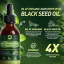 B Bewoths Oregano Oil Drops, Oil Of Oregano With Black Seed Oil, Vitamin E, 80% Carvacrol & Thymoquinone Oregano Liquid Herbal Blend For Immune, Antioxidant, Digestive Gut Cleanser Support - Vegan