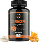 Cordyceps Organic Dietary Supplement - Natural Energy Boost And Respiratory Health Support With Cordyceps Militaris, Clinically Backed, Non-Gmo & Allergen-Free | 90 Capsules